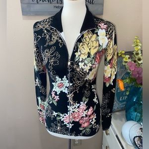Nwot Boston Proper Full Zip Floral 🌻Jacket size XS